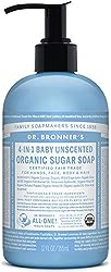 Dr. Bronner's Sugar Soap Baby Unscented 4/3-12 oz