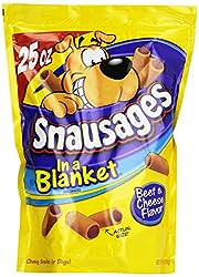 (Removals) Snausages in a Blanket Dog Snacks Beef and Cheese, 6/25 oz.