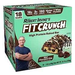 Chef Robert Irvine'S Fit Crunch Whey Protein Bars, Mint Chocolate Chip, 18-Count