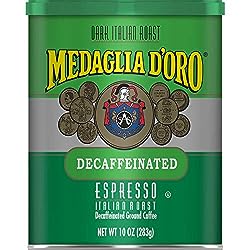 Medaglia D'Oro Decaf Italian Roast Espresso Style Ground Coffee, 10 Ounces